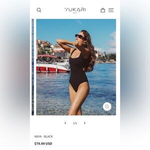 Yukari Swim Black Cutout One Piece Swimsuit Medium NWT Sculpting Minimalist Chic
